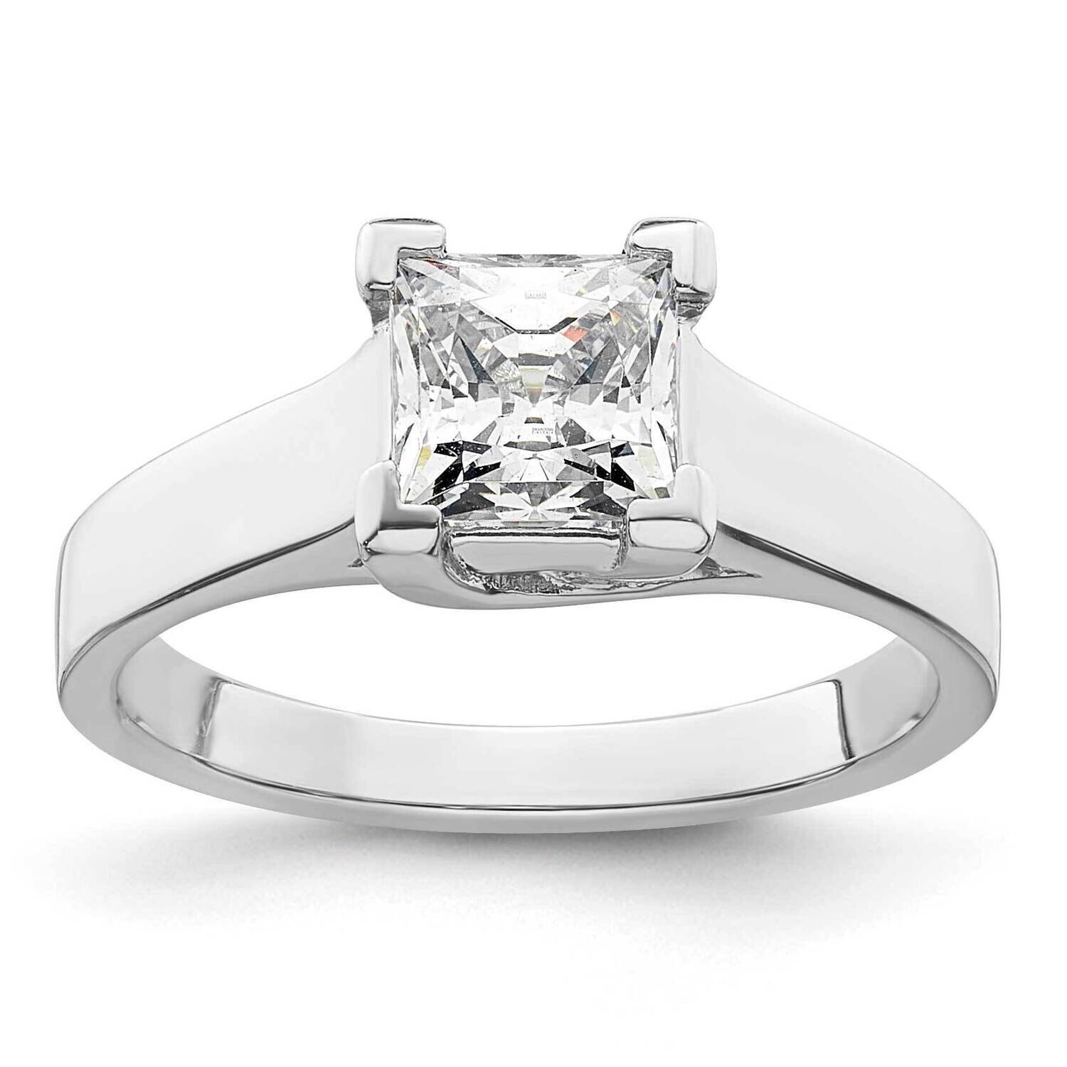 1.25 Carat 6.00mm V-End Square Princess Solitaire Engagement Ring Mounting 14k White Gold RM1959E-125-CWAA