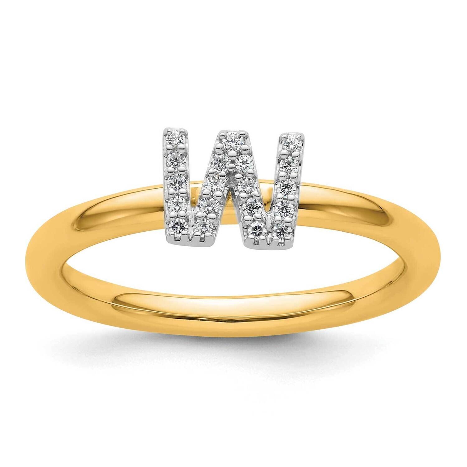 Stackable Diamond Initial W Ring 14k Gold SK2112WY, MPN: SK2112WY,