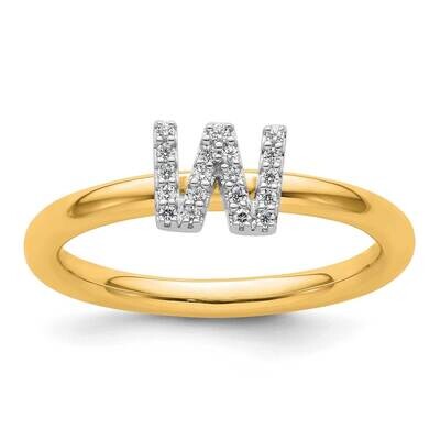 Stackable Diamond Initial W Ring 14k Gold SK2112WY, MPN: SK2112WY,