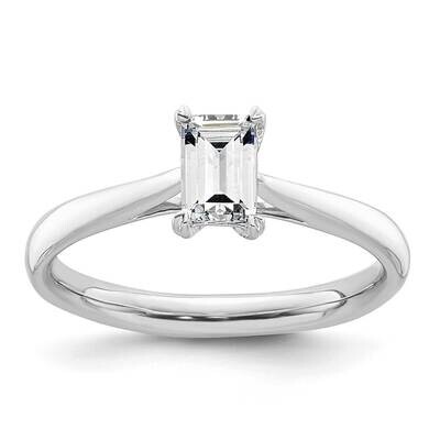 1/2 Carat 6X4mm 4-Prong Emerald-Cut Solitaire Engagement Ring Mounting 14k White Gold RM1964E-050-C…