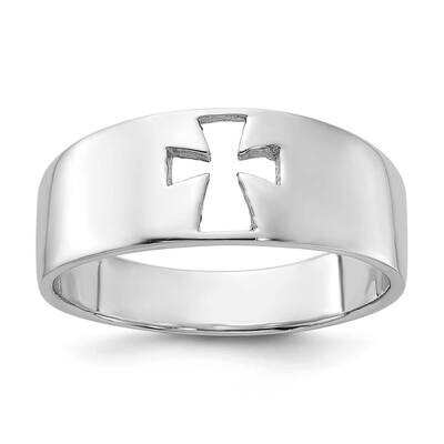 Polished Cut-Out Cross Ring Sterling Silver Rhodium-Plated QR7627 by Men&#39;s Jewelry and Accessories,…