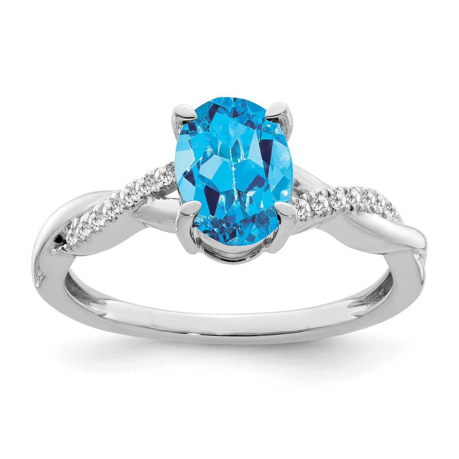 Oval Blue Topaz Diamond Ring 14k White Gold RM4235-BT-007-WA
