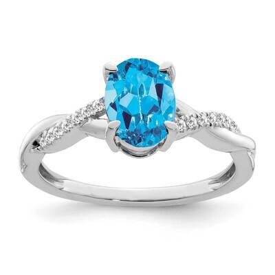 Oval Blue Topaz Diamond Ring 14k White Gold RM4235-BT-007-WA, MPN: RM4235-BT-007-WA, 886774526461