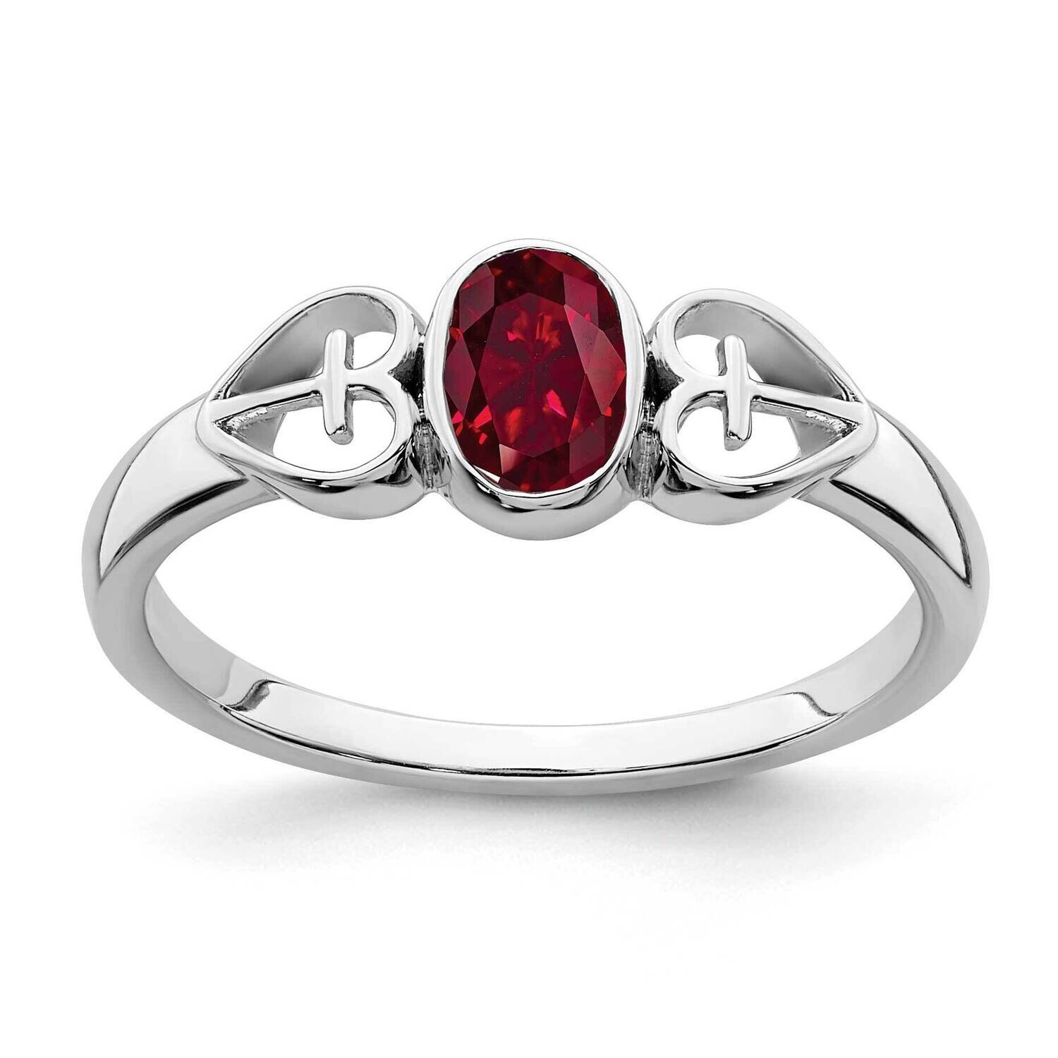 Created Ruby Ring Sterling Silver Rhodium-Plated RM7412-CRU-SS, MPN: RM7412-CRU-SS,
