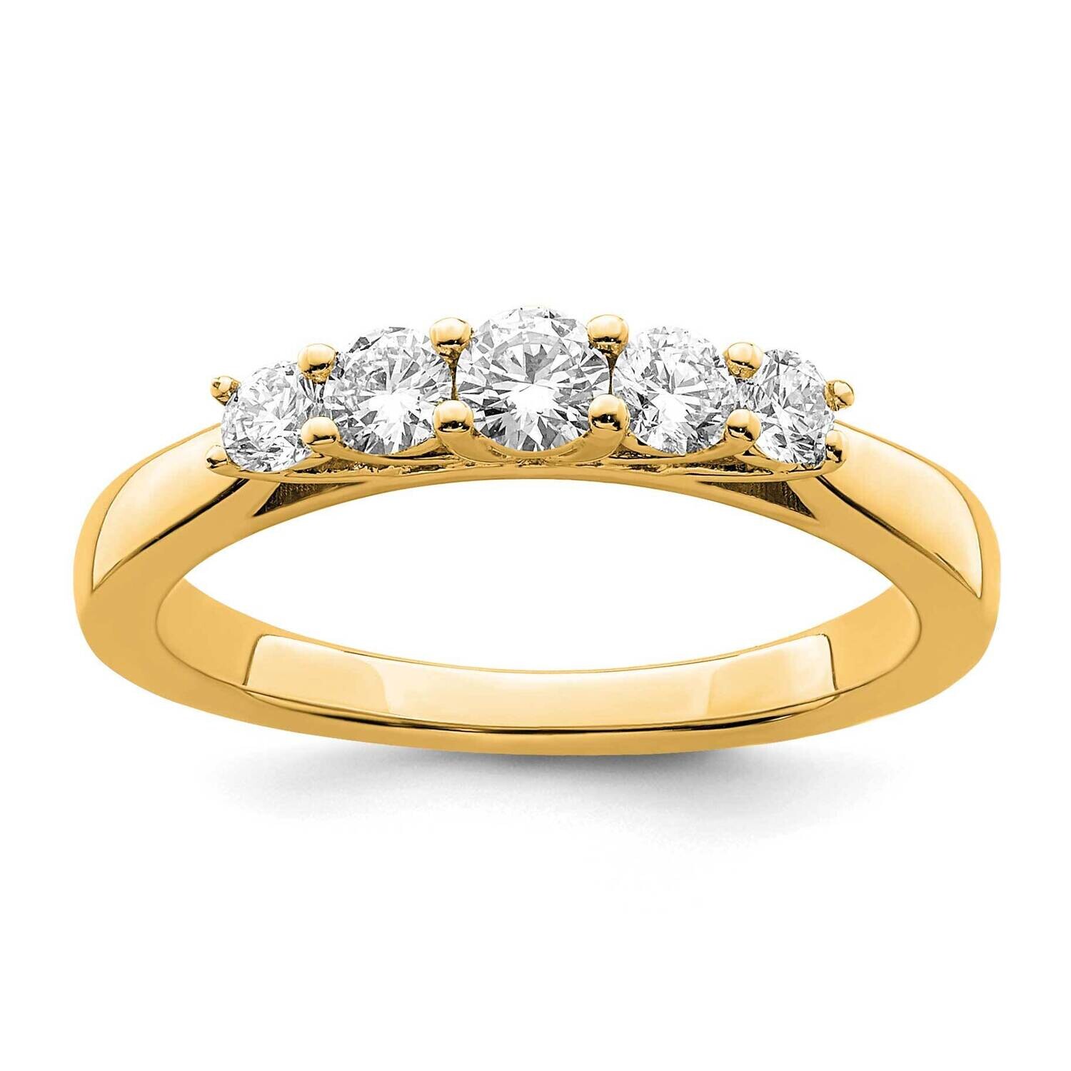 5-Stone Shared Prong Holds 1-3.4 2-2.6 2-2.9mm Round Diamond Band Ring Mounting 14k Gold RM3184B-05…