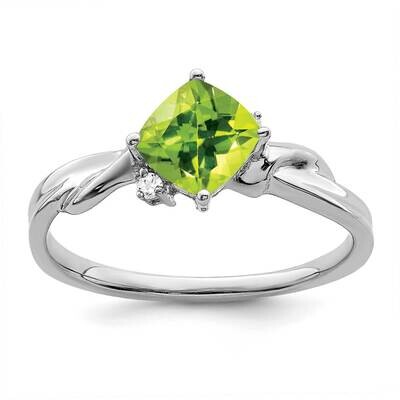 Cushion Peridot Diamond Ring 14k White Gold RM7167-PE-003-WA, MPN: RM7167-PE-003-WA, 191101821714