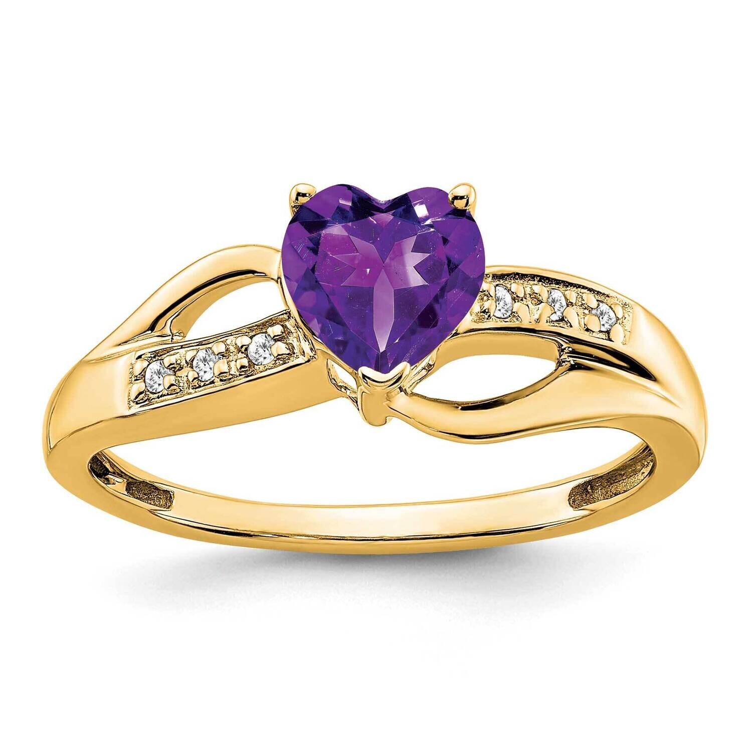 Amethyst Diamond Heart Ring 10k Gold RM7152-AM-003-1YA, MPN: RM7152-AM-003-1YA, 191101817939