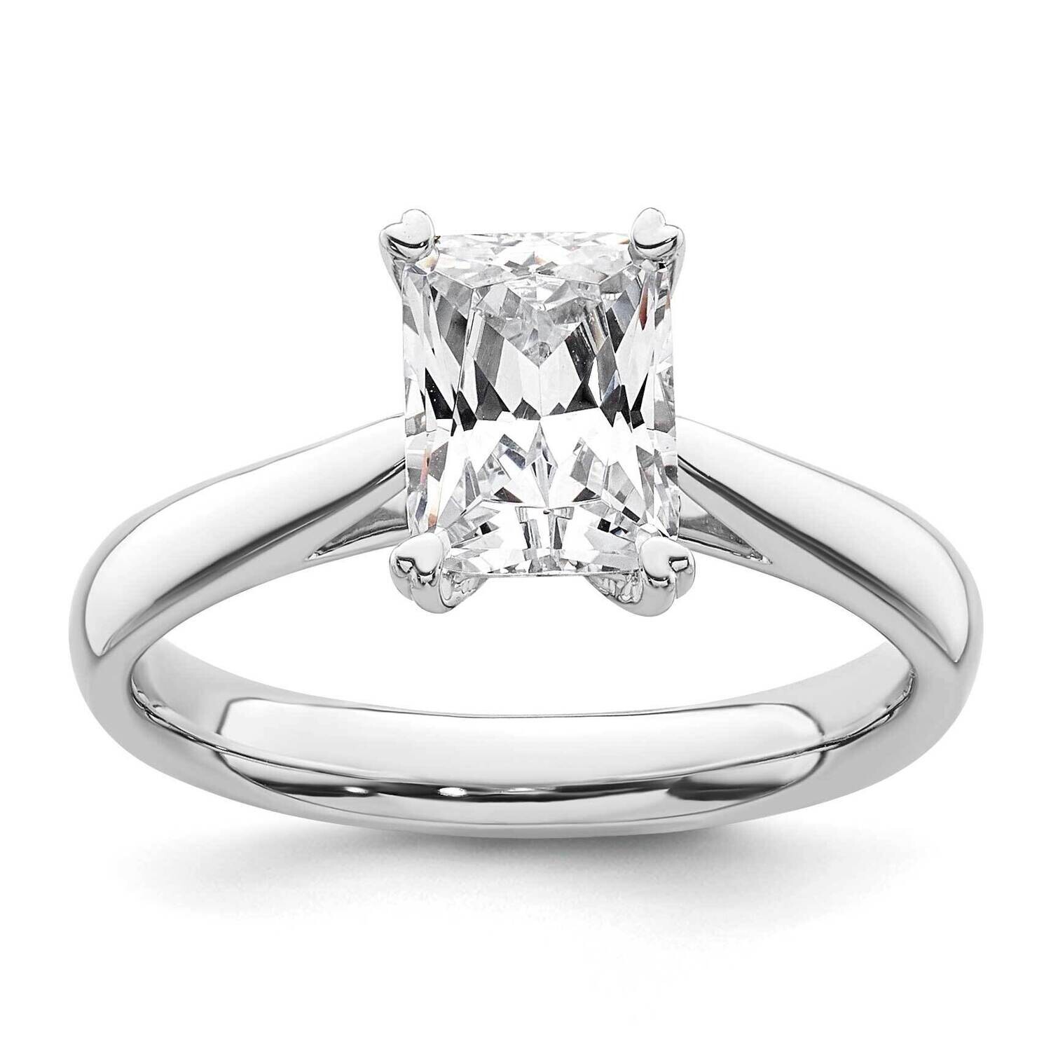 1.25 Carat 7.5X5.5mm 4-Prong Emerald-Cut Solitaire Engagement Ring Mounting 14k White Gold RM1964E-125-CWAA