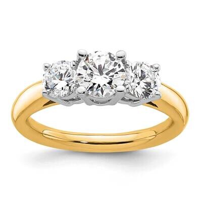 3-Stone Holds 3/4 Carat 5.8mm Round Center 2-4.6mm Round Sides Engagement Ring Mounting 14k Two-Ton…
