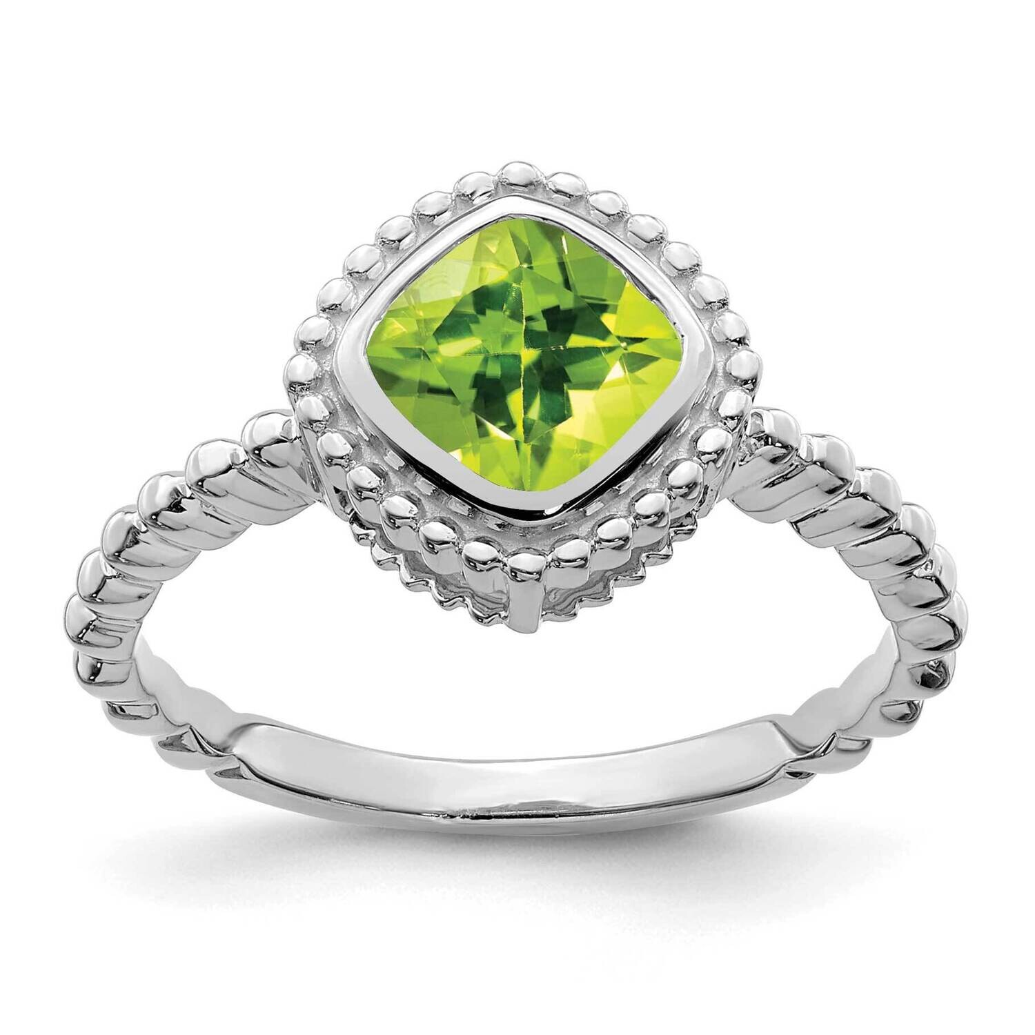 Cushion Peridot Ring 14k White Gold RM7201-PE-W, MPN: RM7201-PE-W, 191101823183