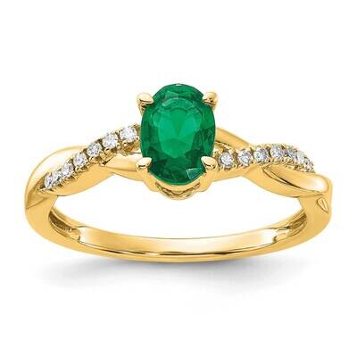 Oval Created Emerald Diamond Ring 14k Gold RM4235-CEM-008-YA, MPN: RM4235-CEM-008-YA,
