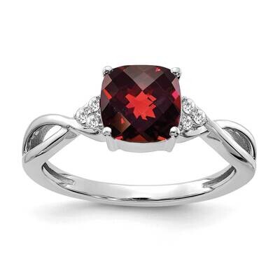 Checkerboard Garnet Diamond Ring 14k White Gold RM4393-GA-006-WA, MPN: RM4393-GA-006-WA,