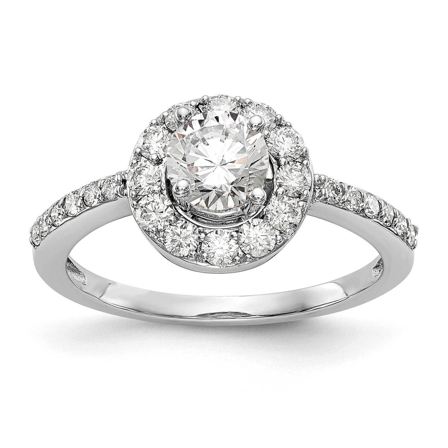 Halo Holds 1/2 Carat 5.00mm Round Center Engagement Ring Mounting 14k White Gold RM2075E-050-CWAA
