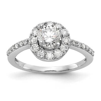 Halo Holds 1/2 Carat 5.00mm Round Center Engagement Ring Mounting 14k White Gold RM2075E-050-CWAA, …