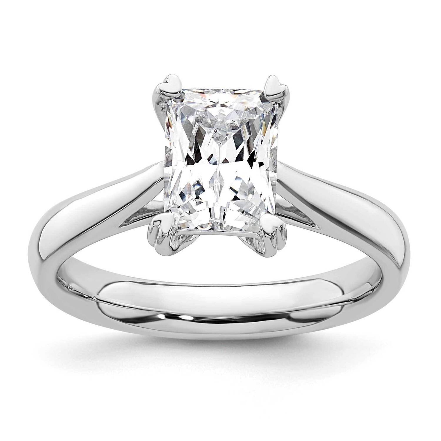 1.5 Carat 8X6mm 4-Prong Emerald-Cut Solitaire Engagement Ring Mounting 14k White Gold RM1964E-150-CWAA