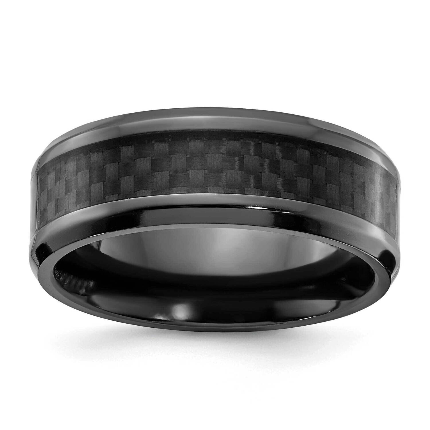 Chisel Black Zirconium Polished Black Carbon Fiber Inlay 8mm Band ZCR111 by Men&#39;s Jewelry and Acces…