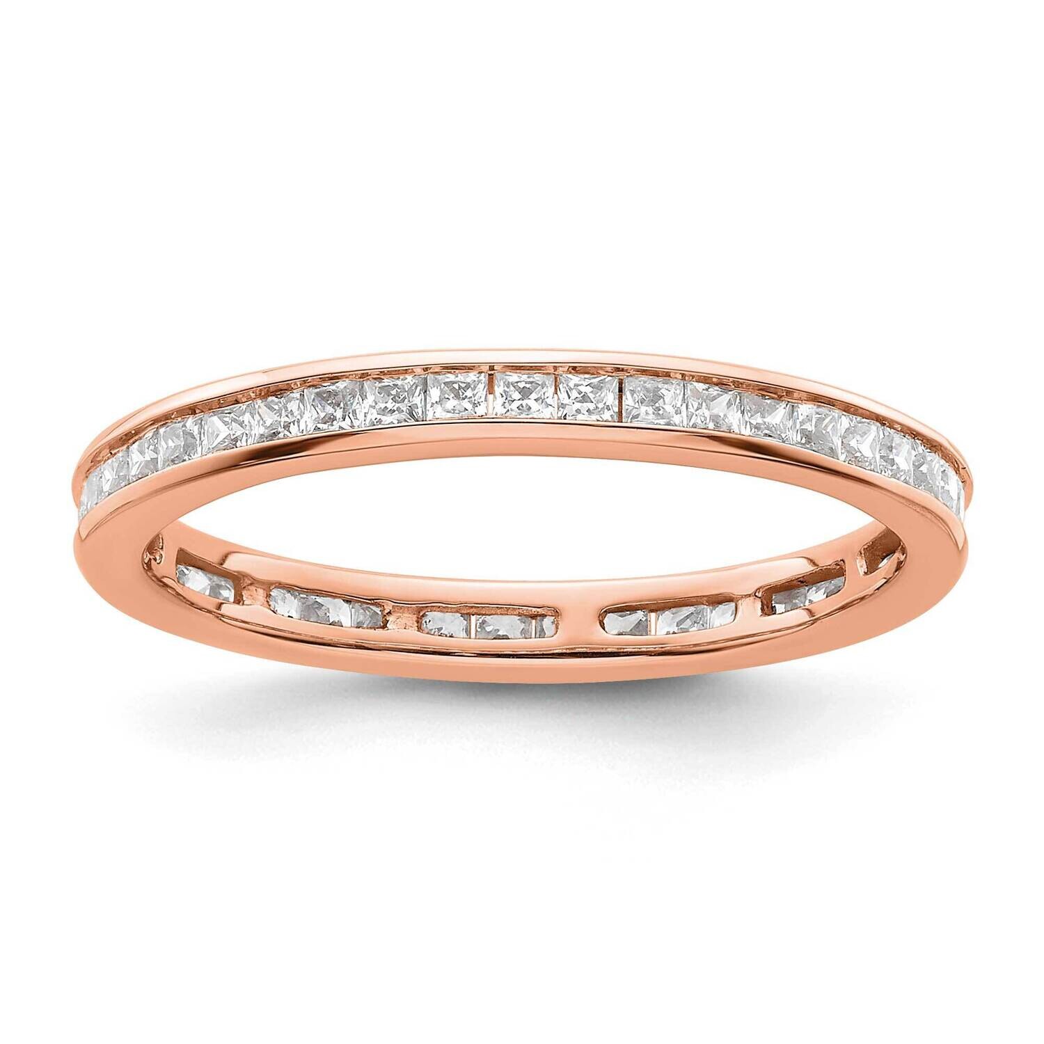 Polished Channel-Set 1 Carat Princess Diamond Complete Eternity Band 14k Rose Gold ET0010-100-9R4, …