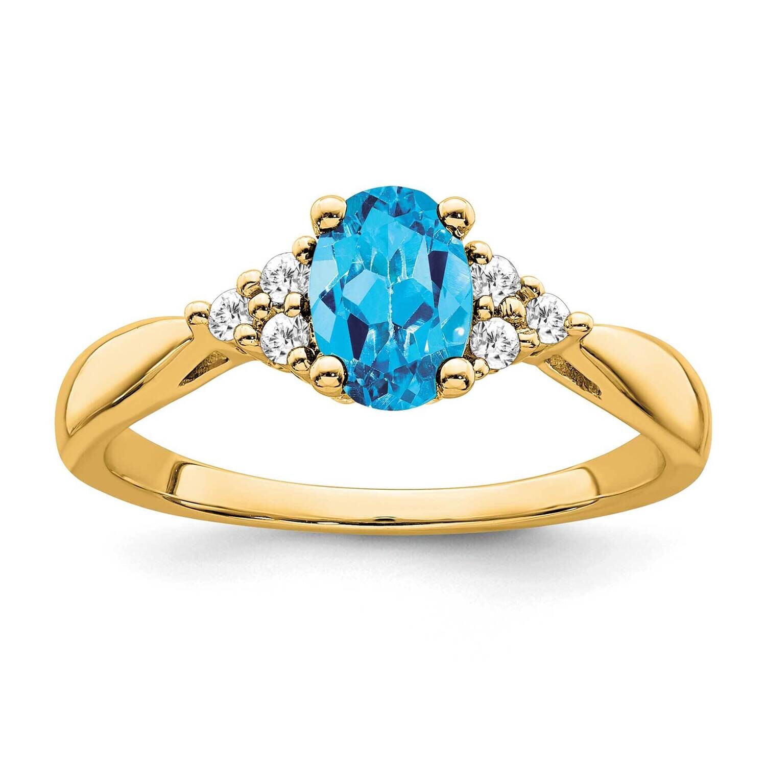 Blue Topaz Diamond Ring 14k Gold RM7118-BT-012-YA, MPN: RM7118-BT-012-YA, 191101816581