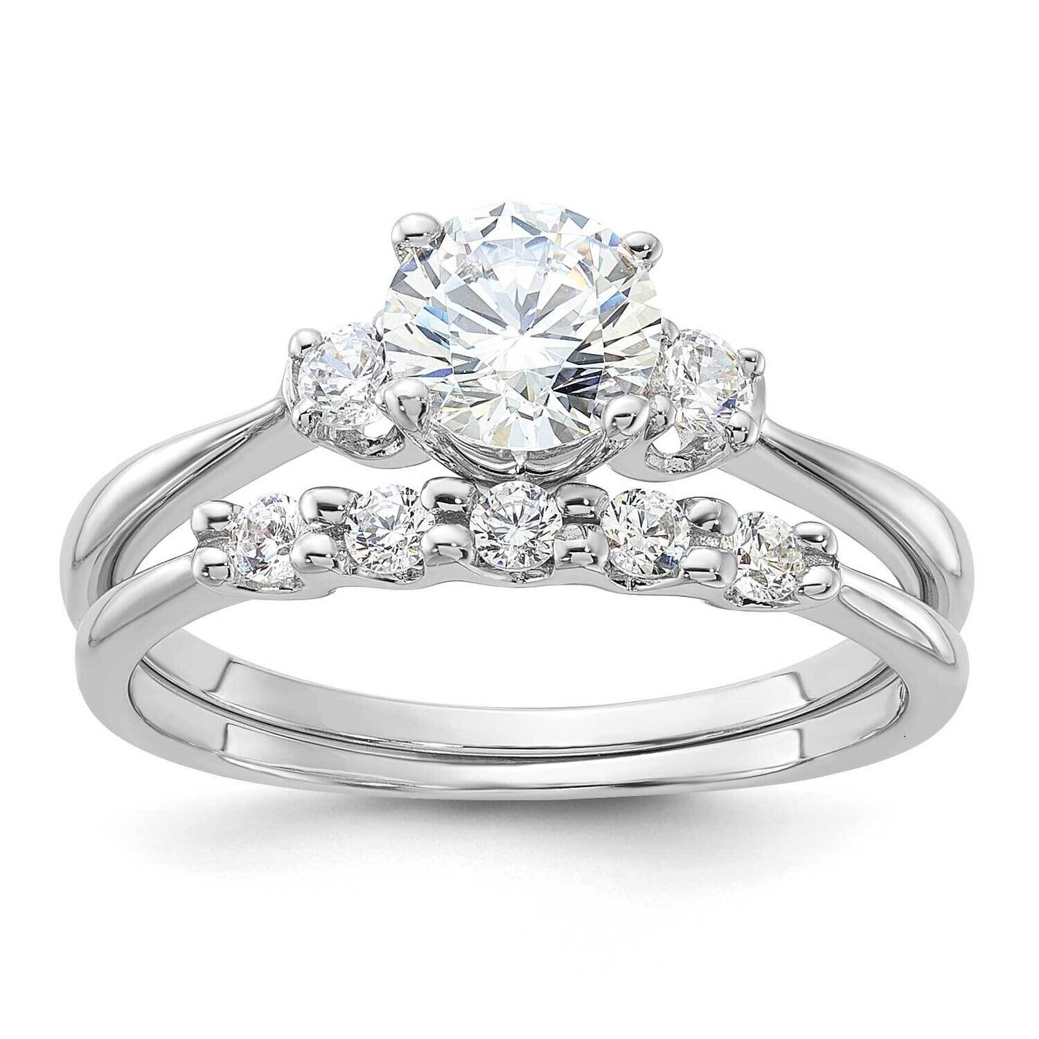 Polished CZ Engagement Ring BSet Sterling Silver Rhodium-Plated QR7552, MPN: QR7552,