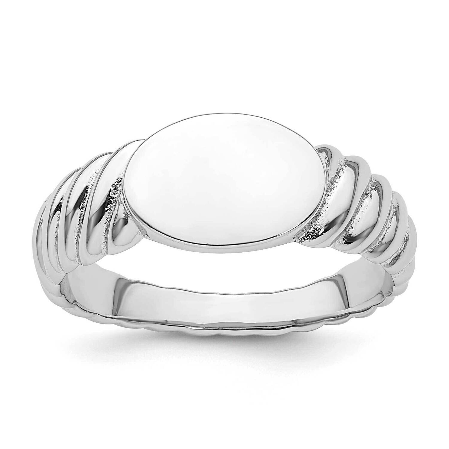 Polished Twist Signet Ring Sterling Silver Rhodium-Plated QR7507, MPN: QR7507,
