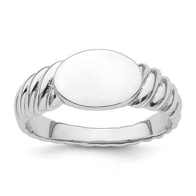 Polished Twist Signet Ring Sterling Silver Rhodium-Plated QR7507, MPN: QR7507,