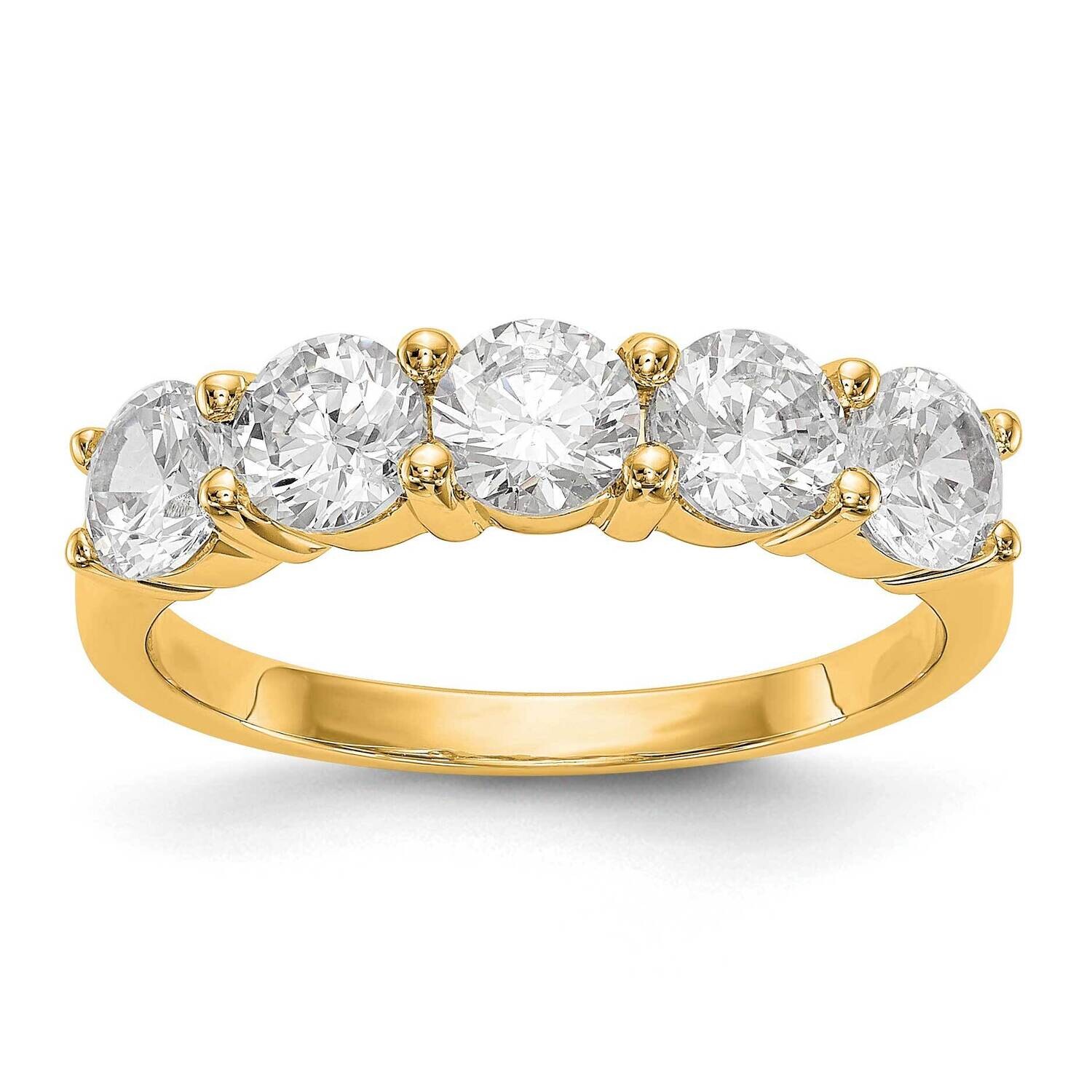 5-Stone Shared Prong Holds 5-4.5mm Round Diamond Band Ring Mounting 14k Gold RM3286B-165-YAA