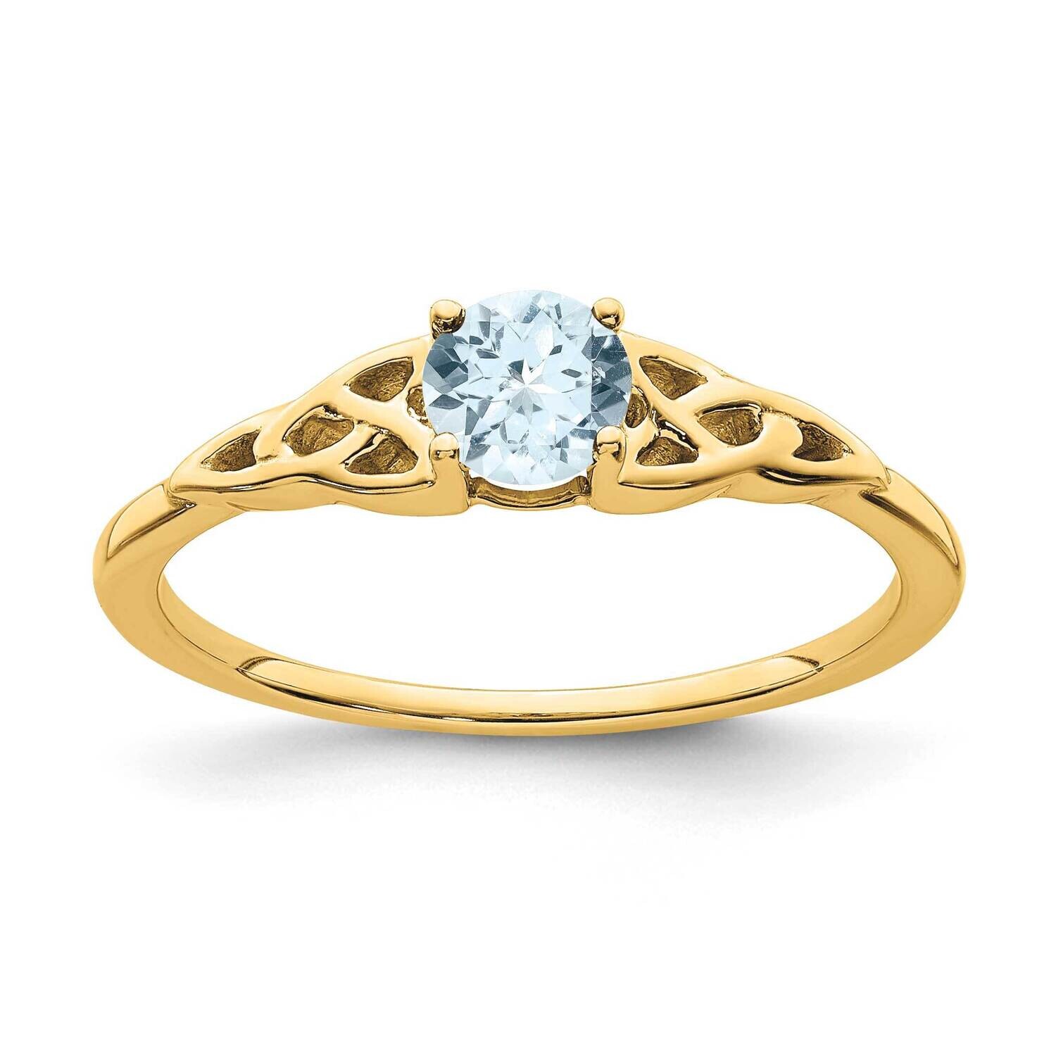 Aquamarine Celtic Knot Ring 14k Gold RM7396-AQ-Y, MPN: RM7396-AQ-Y, 196904099247