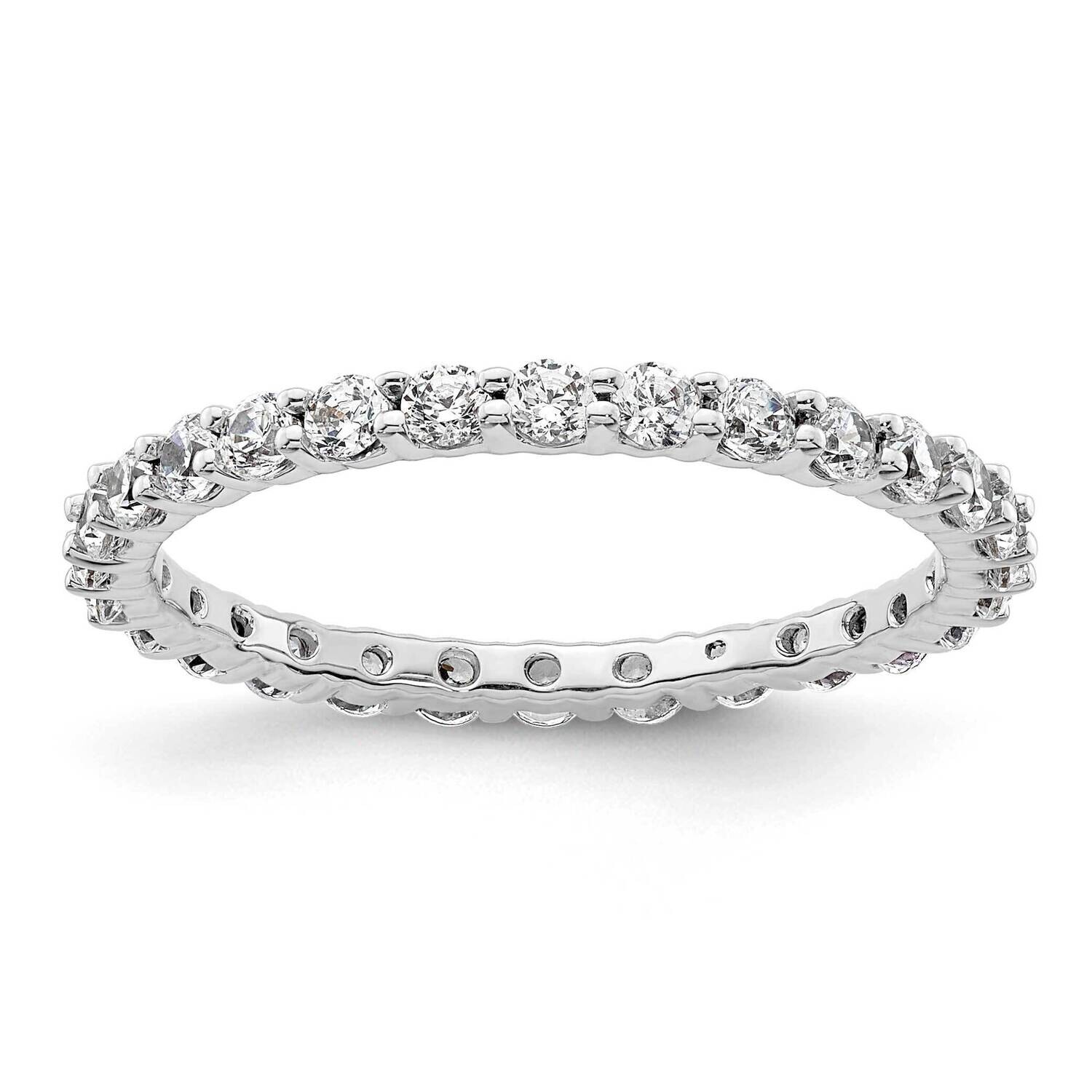 Polished Size 8 Shared Prong 1 Carat Diamond Complete Eternity Band 14k White Gold ET0001-100-8W4, …