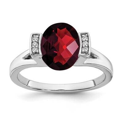 Oval Garnet Diamond Ring 14k White Gold RM7165-GA-003-WA, MPN: RM7165-GA-003-WA, 191101821387