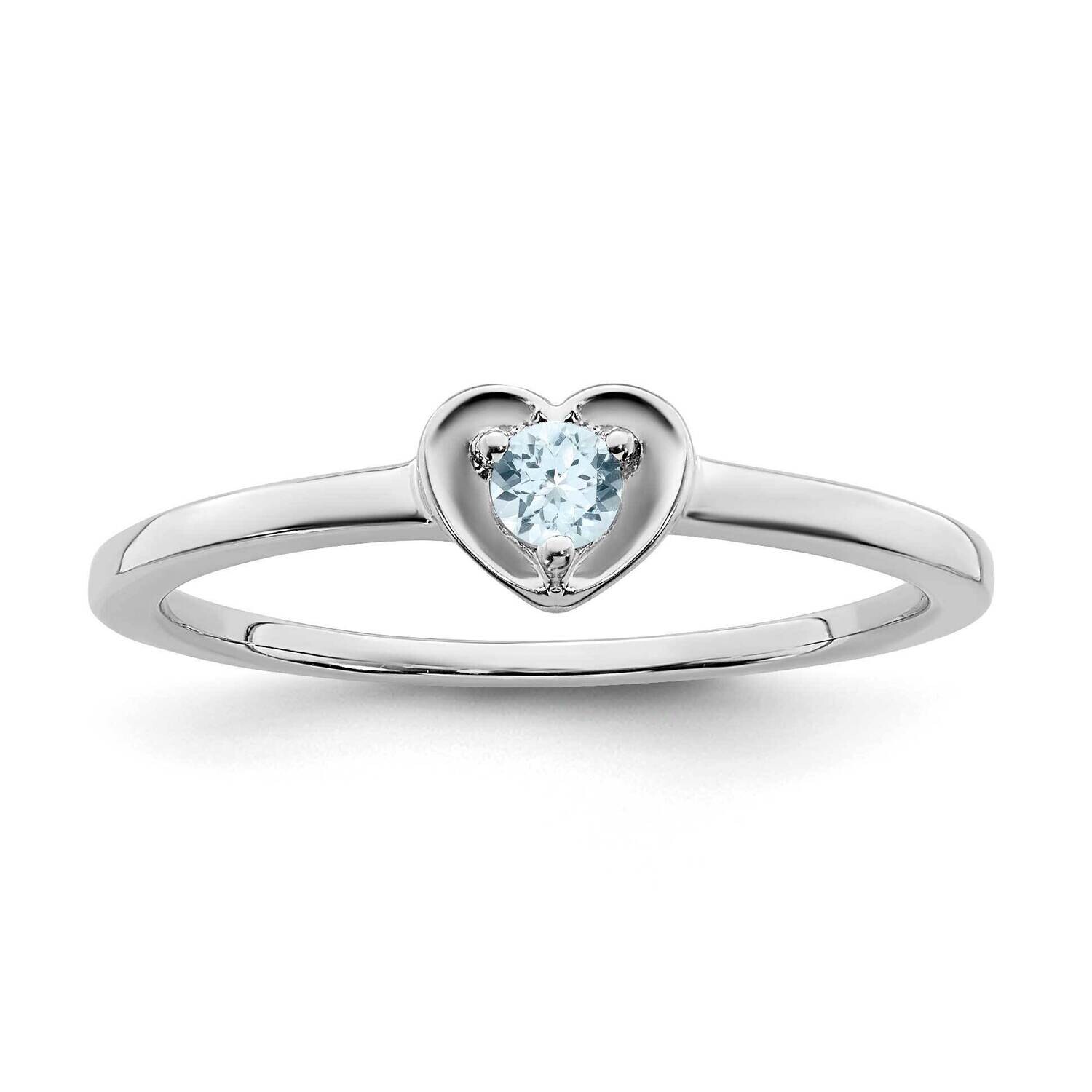 Aquamarine Heart Ring 10k White Gold RM7397-AQ-1W, MPN: RM7397-AQ-1W, 191101663222