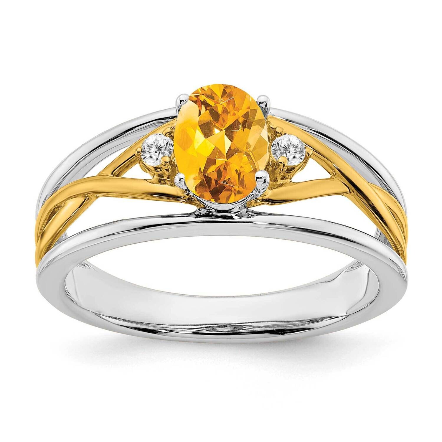 Citrine Diamond Ring 14k Two-Tone Gold RM5959-CI-006-WYA, MPN: RM5959-CI-006-WYA, 886774556451
