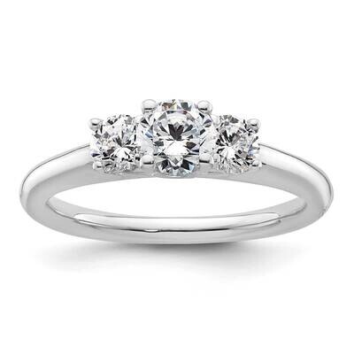 3-Stone Holds 1/2 Carat 5.20mm Round Center 2-4.1mm Round Sides Engagement Ring Mounting 14k White …