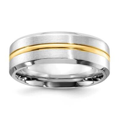 Chisel Cobalt Brushed Polished Yellow Ip-Plated Center Beveled Edge 8mm Band CC68 by Chisel, MPN: C…