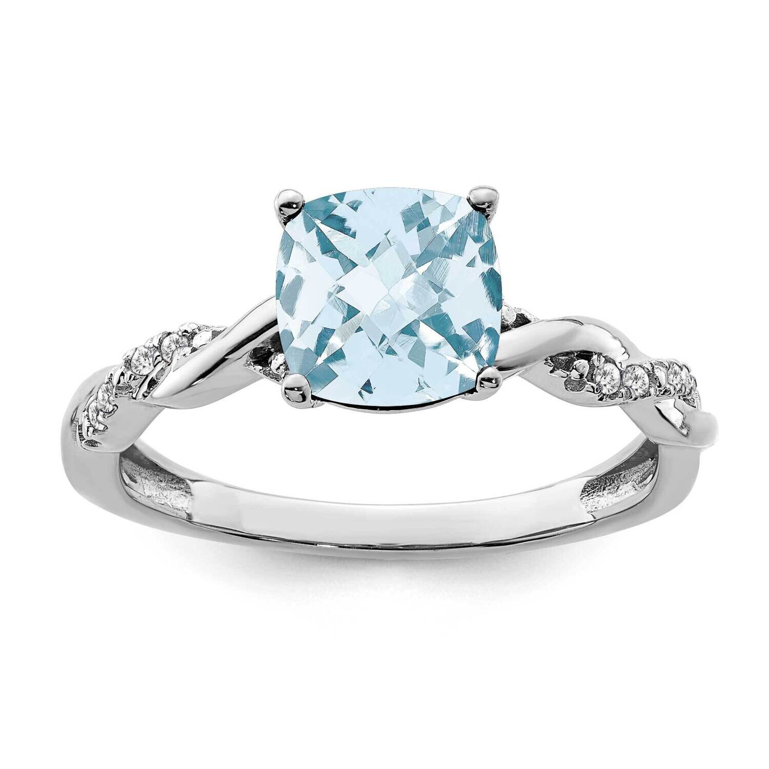 Aquamarine Diamond Ring Sterling Silver Rhodium-Plated RM6004-AQ-005-SSA, MPN: RM6004-AQ-005-SSA,