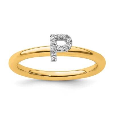 Stackable Diamond Initial P Ring 14k Gold SK2112PY, MPN: SK2112PY,