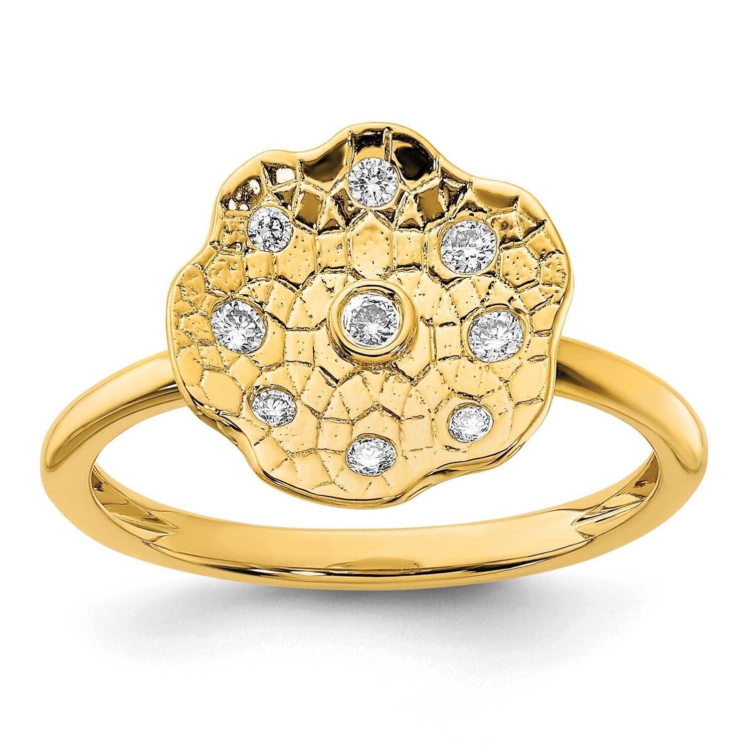 Textured Diamond Circle Ring 14k Polished Gold RM6884-013-YA