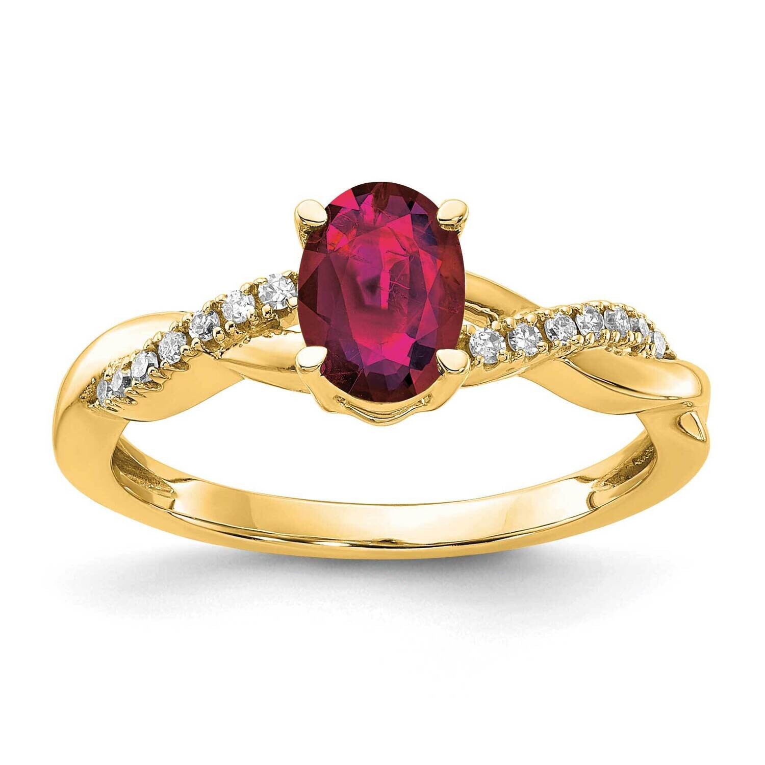 Oval Created Ruby Diamond Ring 10k Gold RM4235-CRU-008-1YA