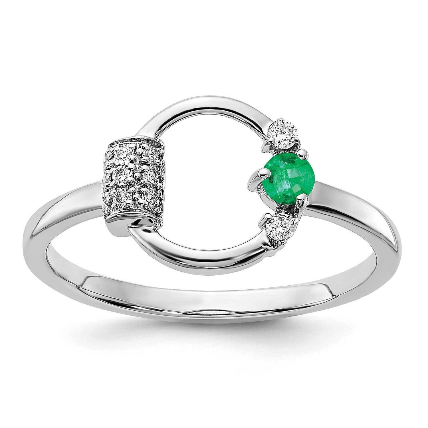 Polished Diamond Emerald Circle Ring 14k White Gold RM6886-EM-007-WA