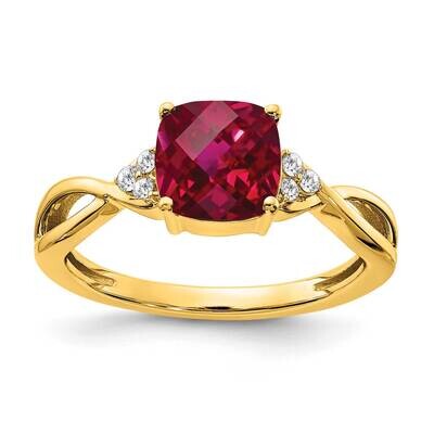 Checkerboard Created Ruby Diamond Ring 10k Gold RM4393-CRU-006-1YA, MPN: RM4393-CRU-006-1YA, 191101…