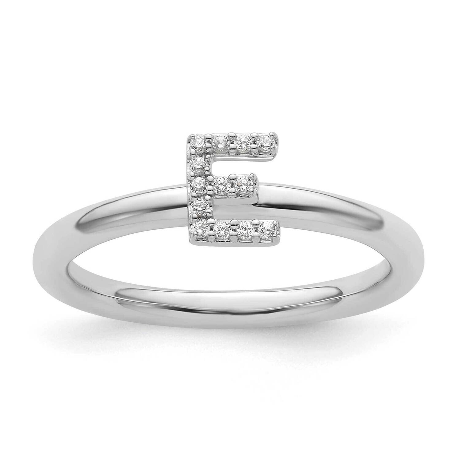 Stackable Diamond Initial E Ring 14k White Gold SK2112EW, MPN: SK2112EW,