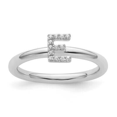 Stackable Diamond Initial E Ring 14k White Gold SK2112EW, MPN: SK2112EW,