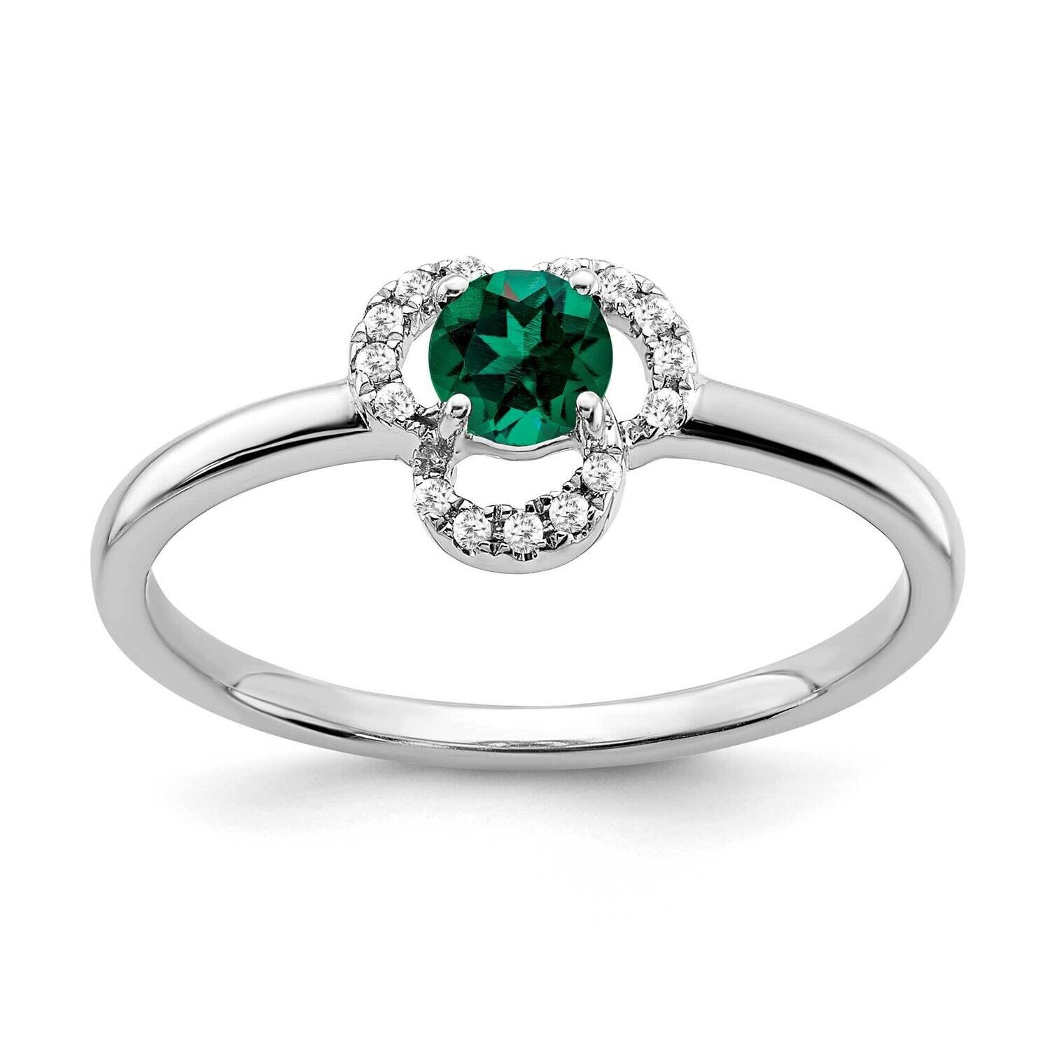 Created Emerald Diamond Ring 10k White Gold RM3578-CEM-006-1WA