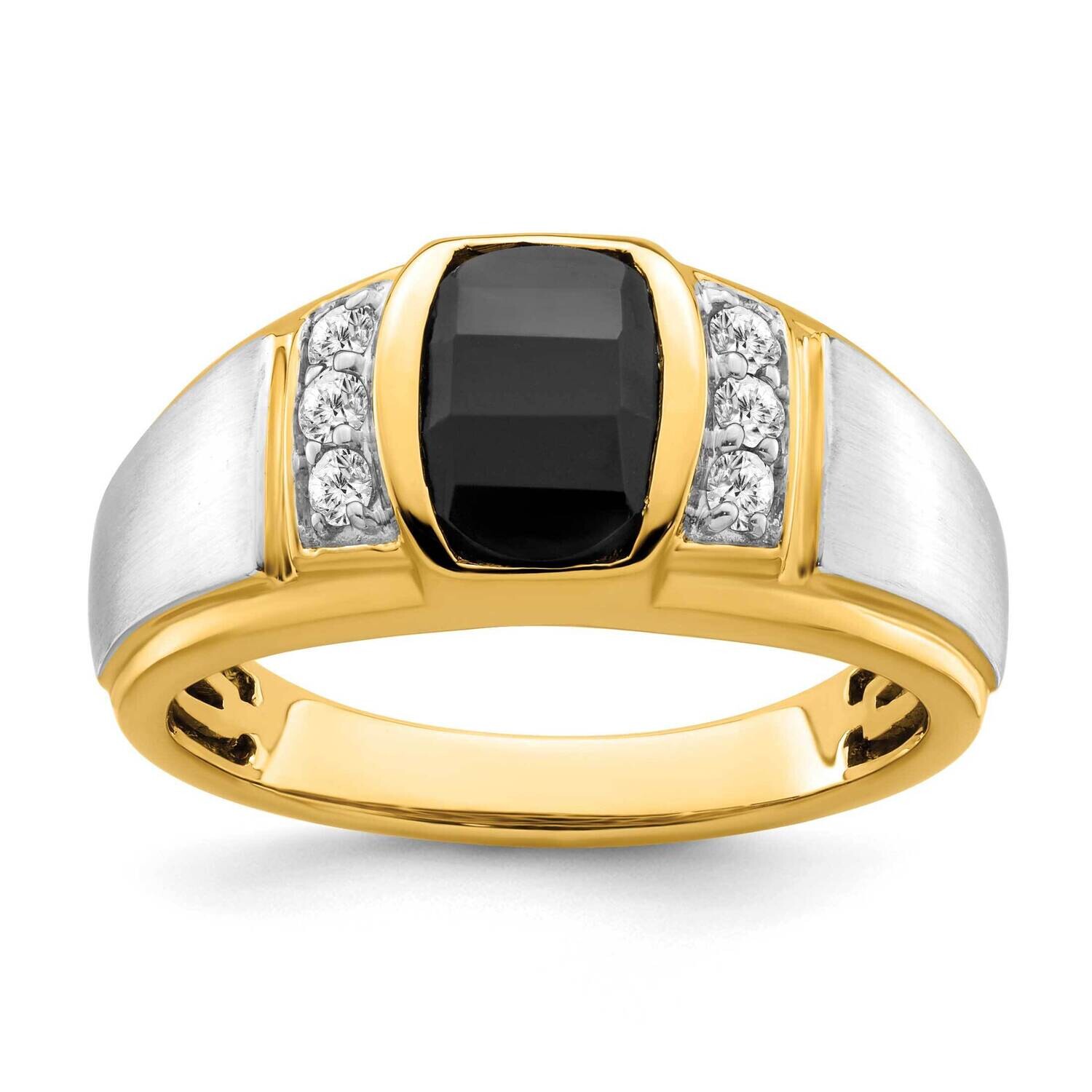Onyx Diamond Mens Ring 14k Two-Tone Gold RM7478-OX-021-YWA, MPN: RM7478-OX-021-YWA, 196904095010