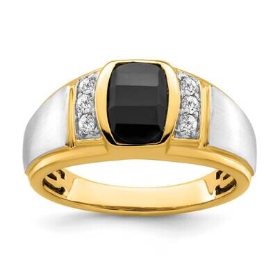 Onyx Diamond Mens Ring 14k Two-Tone Gold RM7478-OX-021-YWA, MPN: RM7478-OX-021-YWA, 196904095010