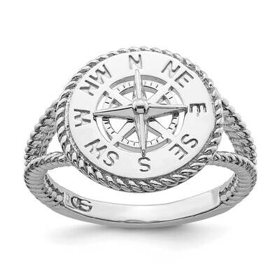 Compass Rope Trim Ring Sterling Silver Polished QR7424, MPN: QR7424, 191101782572