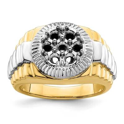 Two Tone Fancy Ridged-Sides 1Ct Mens Diamond Ring Mounting 14k Gold RM5840-100-YW, MPN: RM5840-100-…