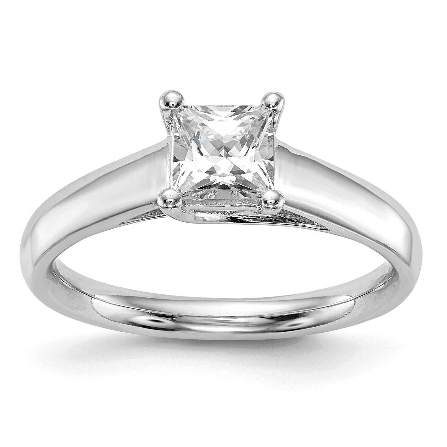 1 Carat 5.70mm 4-Prong Square Princess Solitaire Engagement Ring Mounting 14k White Gold RM1958E-10…