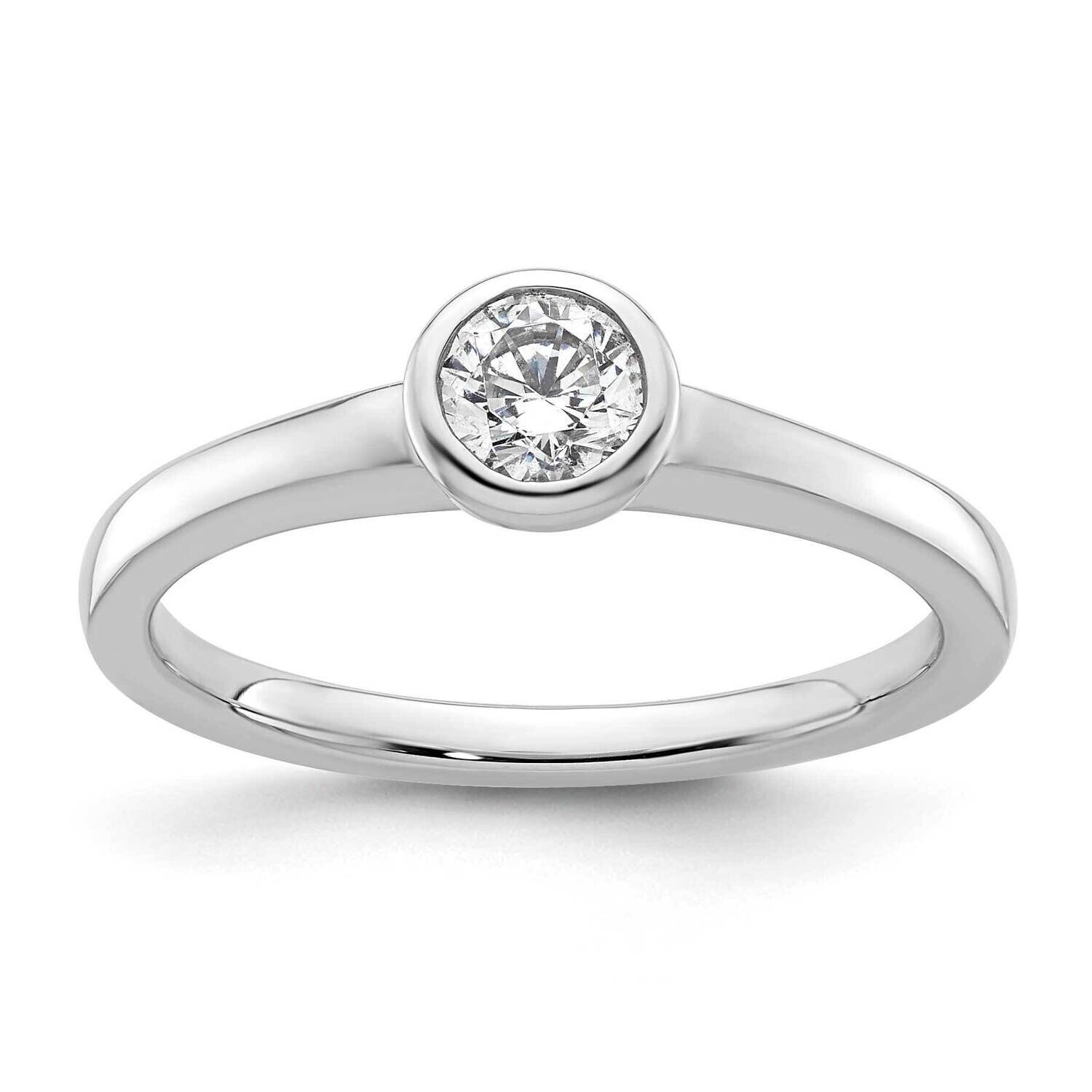 1/3 Carat 4.50 mm Bezel Round Solitaire Engagement Ring Mounting 14k White Gold RM1952E-033-CWAA