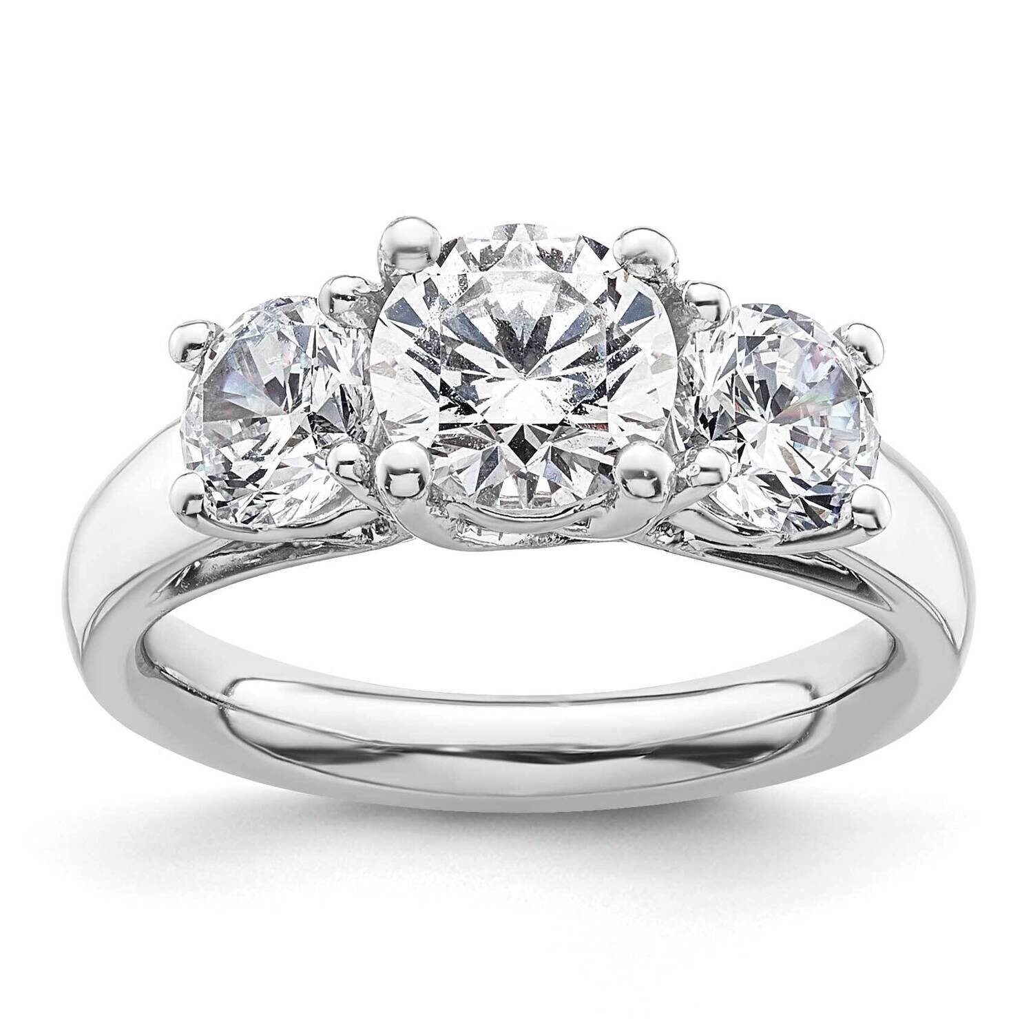 3-Stone Holds 1.25 Carat 7.00mm Round Center 2-5.5mm Round Sides Engagement Ring Mounting 14k White…