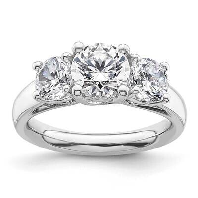 3-Stone Holds 1.25 Carat 7.00mm Round Center 2-5.5mm Round Sides Engagement Ring Mounting 14k White…
